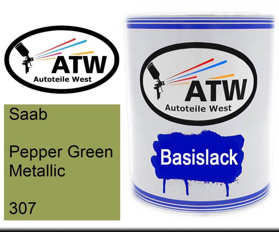 Saab, Pepper Green Metallic, 307: 1L Lackdose, von ATW Autoteile West.